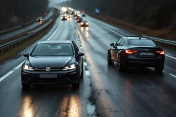 Verkehrsunfall auf Autobahn bei einem Fahrstreifenwechsel